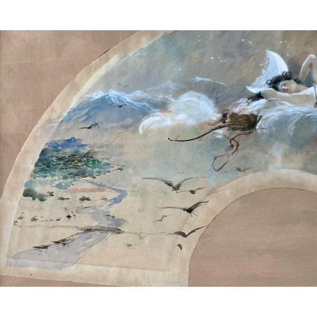 François Flameng, Diane Chasseresse, Watercolor for Fan Project, 1893, Framed For Sale - Image 10 of 17