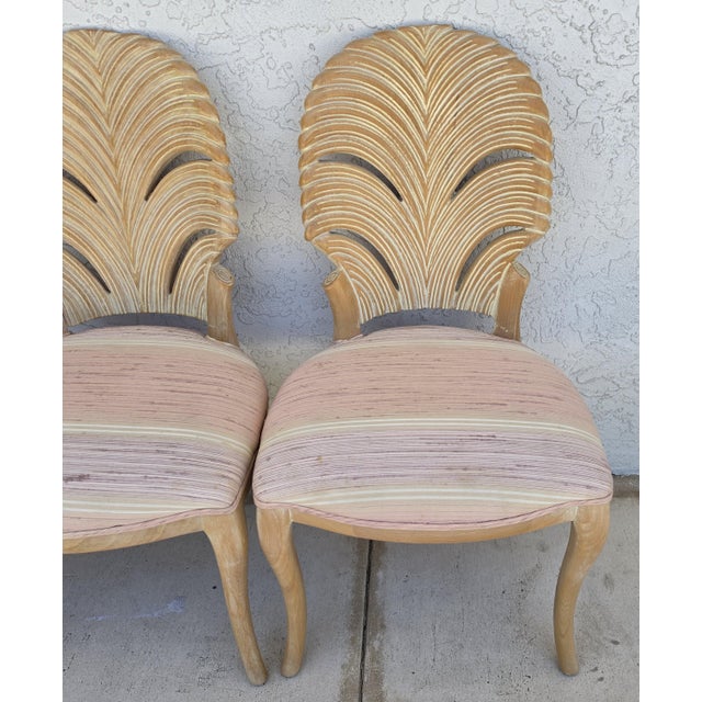 Vintage Venetian Grotto Style Carved Wood Palm Leaf Dining Chairs Set of 4 For Sale In Miami - Image 6 of 18