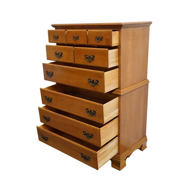 Late 20th Century High End Vintage Solid Hard Rock Maple Colonial Early American 33" Chest on Chest 5010 For Sale - Image 5 of 11