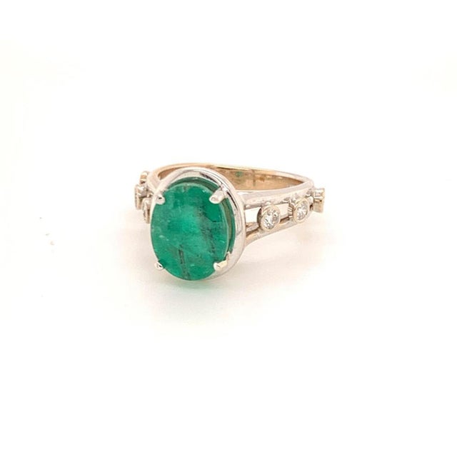 2010s Emerald Diamond Statement Ring 4.05 TCW 14k White Gold Women Certified For Sale - Image 5 of 8
