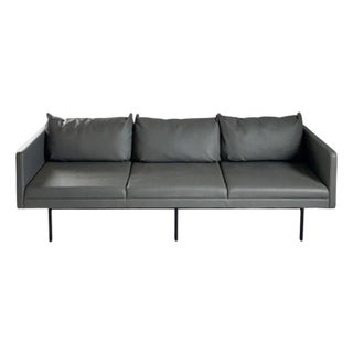 Minimalist Kimball Whittaker Faux Leather Lounge Sofa For Sale