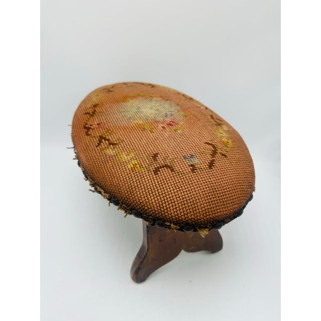 Late 19th Century Antique Needlepoint Footstool For Sale - Image 5 of 5