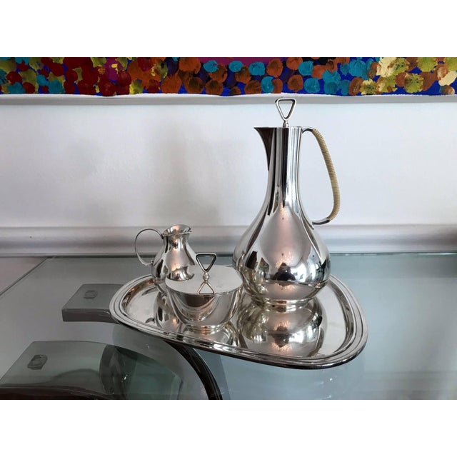 Mid-Century Modern Mid 20th Century Rare Sterling Silver Coffee Service by Sigvard Bernadotte for Georg Jensen - 4 pcs For Sale - Image 3 of 12