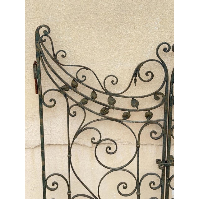 Antique Spanish Renaissance Scrolling Wrought Iron 57 X 45 Garden Entry Gate Set For Sale - Image 4 of 18