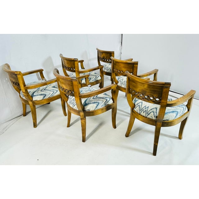 Set of 6 Solid Wood Dining Room Armchairs, Usa 1970s For Sale In Los Angeles - Image 6 of 12