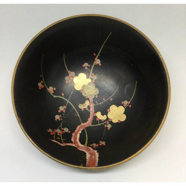 Vintage Japanese Guild Gold Hand Painted Lacquer Bowl For Sale - Image 13 of 13