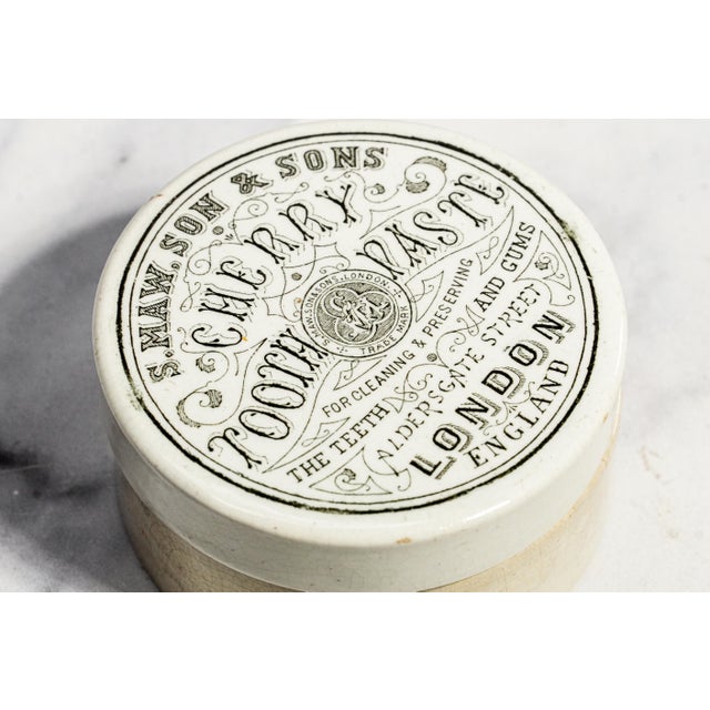 Interesting Antique Victorian S. Maw Son & Sons Cherry Tooth Paste Pot English Apothecary Jar Home Decor For Sale In New York - Image 6 of 11