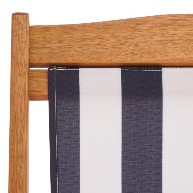 Navy Blue Loren Sling Chair, Natural/Thin Navy Stripe, Set of 2 For Sale - Image 8 of 15