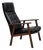 Danish Armchair in Black Artificial Leather and Teak Wood, 1970s For Sale