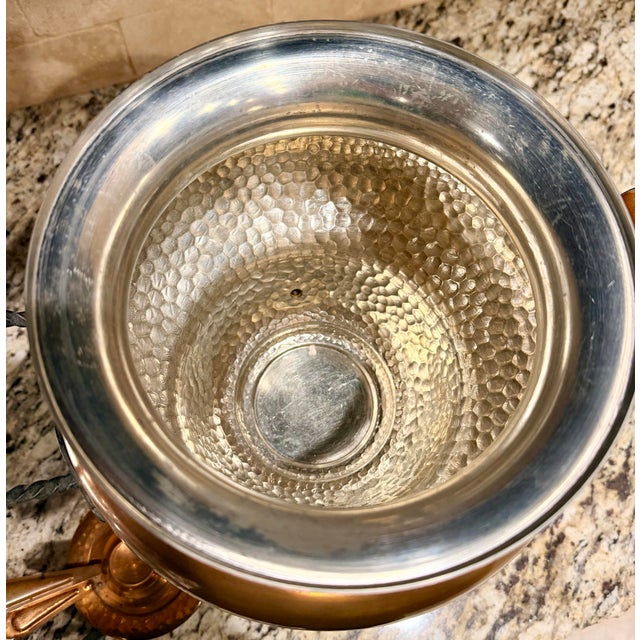 Mid 20th Century Vintage Stöckli Netstal Swiss Hammered Copper Samovar Tabletop Beverage Urn With Burner For Sale - Image 5 of 6