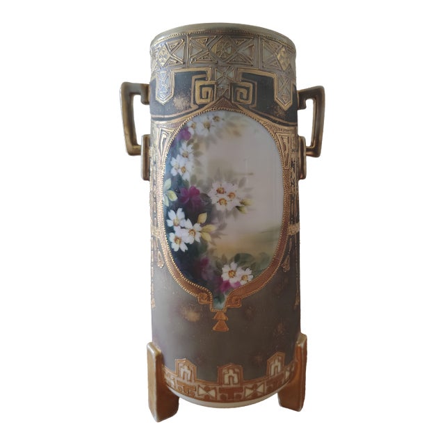 Antique Nippon Hand Painted Vase. Early 20th Century For Sale