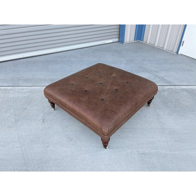 Wood 1960s Mid Century Leather and Mahogany Ottoman For Sale - Image 7 of 7
