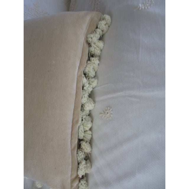 Textile Vintage French Blue and Pink Floral Petit Point & Needlepoint Accent Pillow For Sale - Image 7 of 10