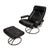 Mid-Century Modern 1980s Vintage Ekornes Stressless Black Leather Recliner & Ottoman Made in Norway For Sale - Image 3 of 16