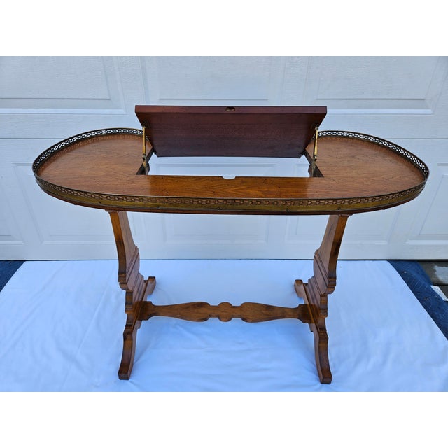 Early 20th Century Kidney Shaped Music Stand Writing Desk With Brass Gallery For Sale - Image 13 of 18