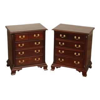 1980s Stickley Chippendale Style Mahogany Nightstands - A Pair For Sale