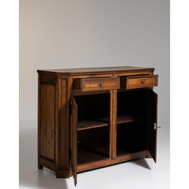 French Provincial Early 19th Century France Honey Oak Carved Oak Sideboard For Sale - Image 3 of 11