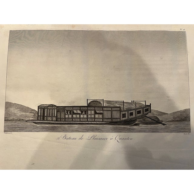 Original 1808 Copper Engraving: "Bateau de Plaisance à Quanton" This is an authentic early 19th-century copperplate...