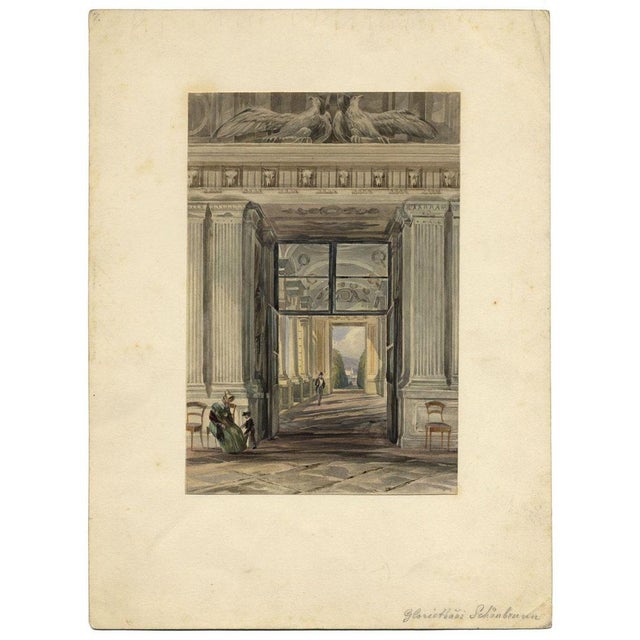 An original mid-19th-century watercolour painting, Possibly Franz Heinrich, Schönbrunn Palace, Vienna.This elegant...