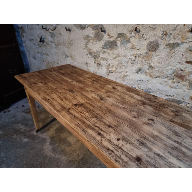 Antique French Pine Dining Table with Casters, 19th Century For Sale - Image 8 of 18