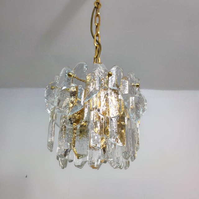 1970s Small Palazzo Series Chandelier in Brass and Glass by J.T. Kalmar for Kalmar Franken KG, 1970s For Sale - Image 5 of 13