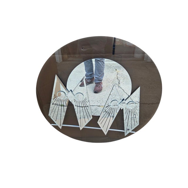Excellent condition.minor wear.vintage Jon Gilmore retro owl wall mirror featuring mirrored geometric owl silhouettes...
