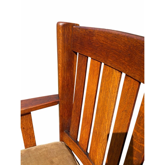 Early 20th Century Antique Arts & Crafts Mission Oak Chair Stickley Brothers Quaint Furniture For Sale - Image 5 of 12