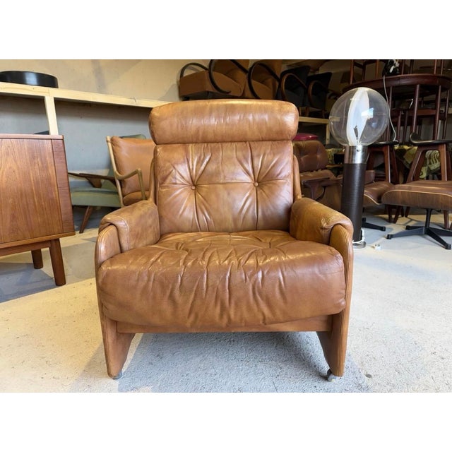 Tan Mid-Century Modern Tan Leather Chair by Wittmann, 1970s For Sale - Image 8 of 16