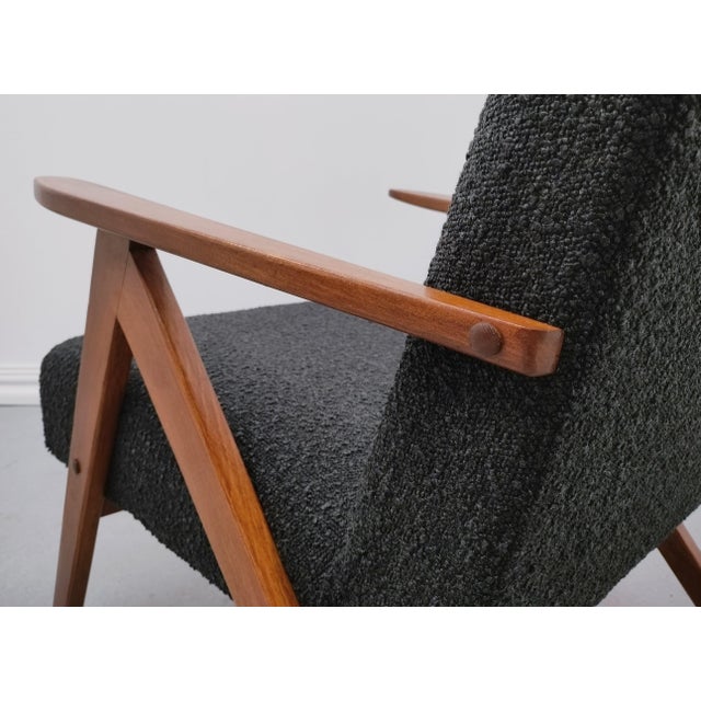 Mid-Century Modern Easy Chair in Black Boucle, 1960s For Sale - Image 6 of 14