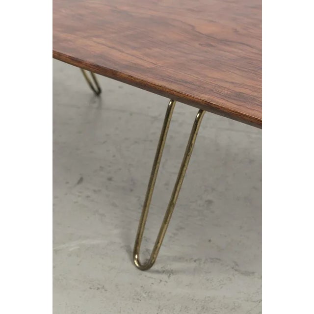 Wooden Coffee Table with Brass Legs For Sale - Image 3 of 7