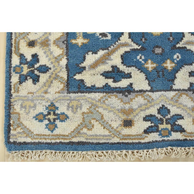 Oushak Runner 2’7” X 10′ Blue Wool Tribal Hand-Knotted Oriental Rug For Sale - Image 10 of 13