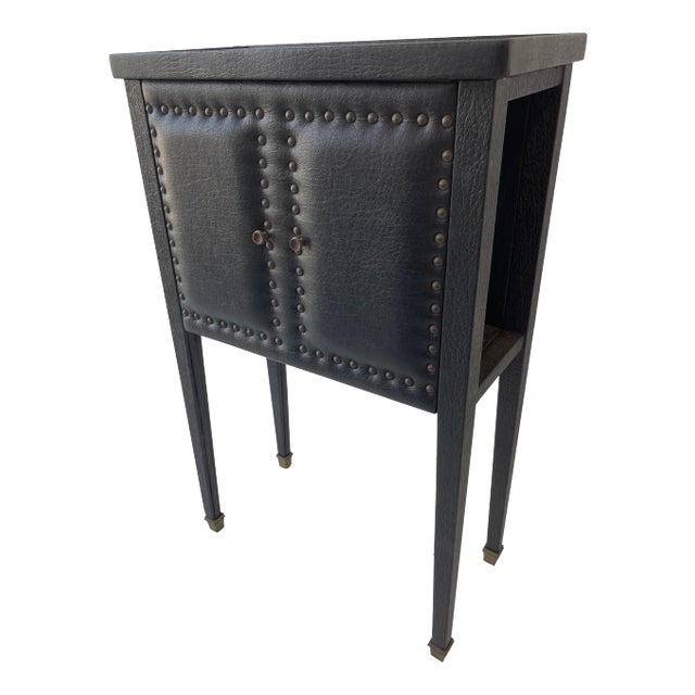 Jacques Adnet Style French Faux Leather Side Table, circa 1950 For Sale