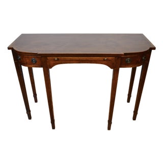 1910s Antique Dokon n.y English Regency Mahogany Banded Satinwood Console Table For Sale