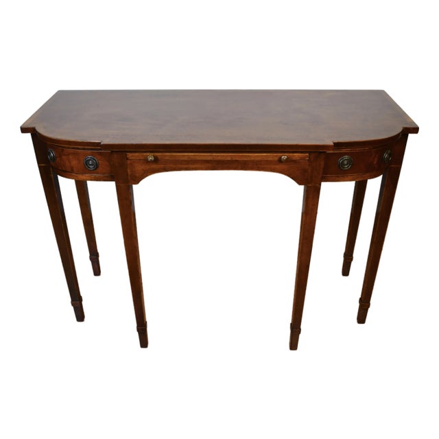 1910s Antique Dokon n.y English Regency Mahogany Banded Satinwood Console Table For Sale