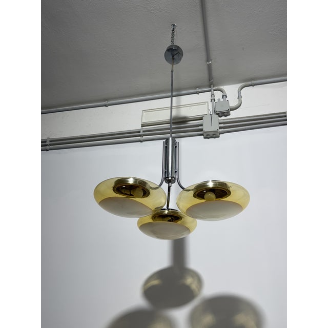 Three-Light Chandelier with Murano Glass Diffusers, Italy, 1970 For Sale - Image 6 of 13