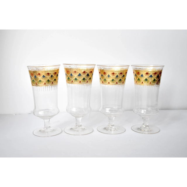 Art Deco Set of 4 Venetian Murano Glass Wine Goblets For Sale - Image 3 of 6