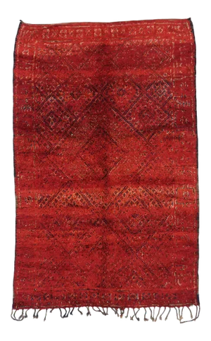 Vintage Berber Red Beni M'Guild Moroccan Rug - 06'05 X 09'09