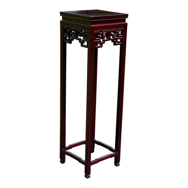 Vintage Tall Asian Rosewood Plant Stand For Sale