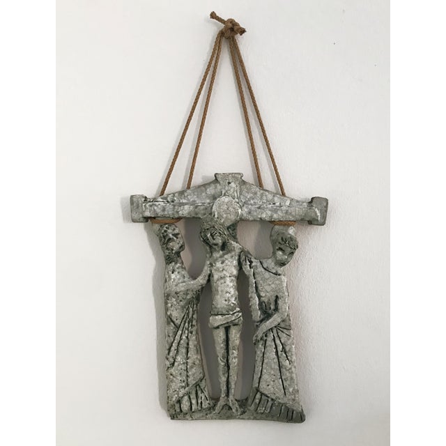 Glazed ceramic sculpture panel depicting the deposition of Christ, attributed to the artist Tonino Grassi from Reggio...