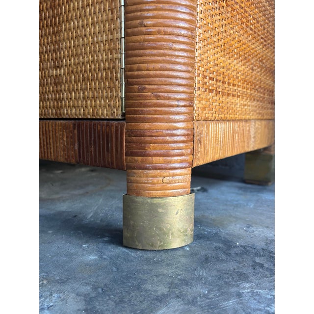 Brown Vintage Bielecky Brothers Bedside Chest in Cane and Brass, Attributed For Sale - Image 8 of 8