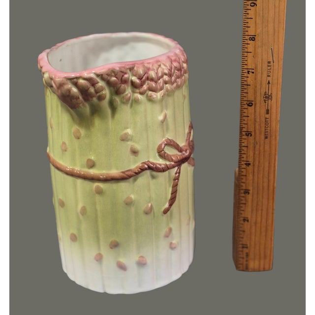 Ceramic Vintage Asparagus Motif Portuguese Majolica Ceramic Pitcher For Sale - Image 7 of 9