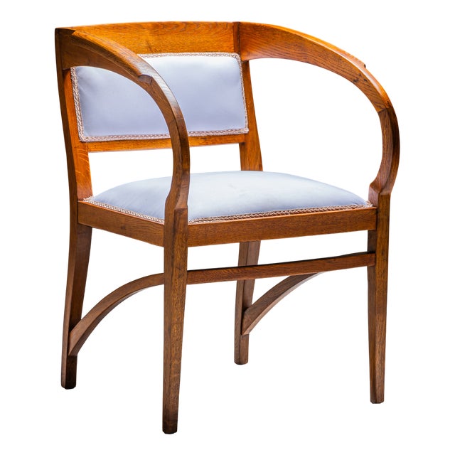 Art Nouveau Oak Armchair, Vienna, Austria, Early 20th Century For Sale