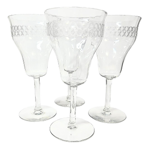 Early 20th Century Etched Goblets- Set of Four