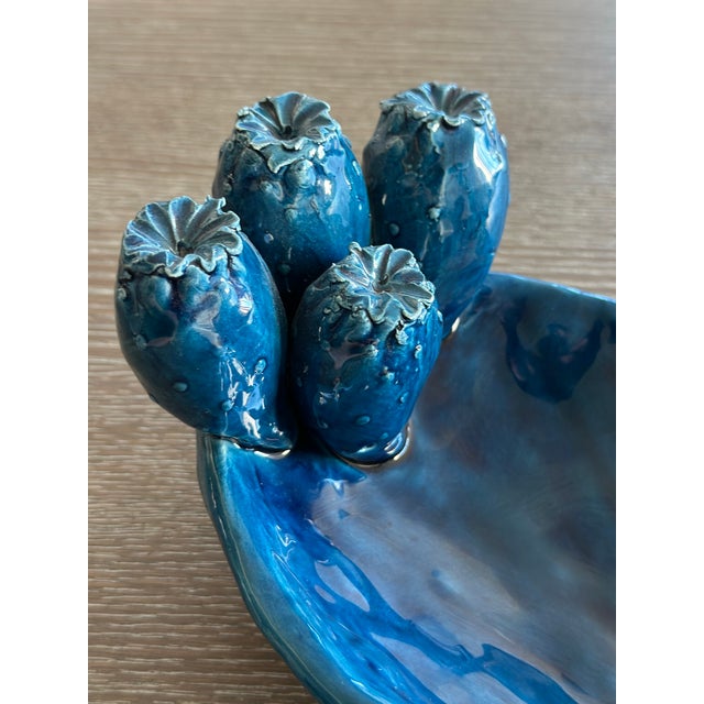 Ceramilando Palermo Prickly Pear Blue Glazed Bowl Ceramic Glazed Bowl