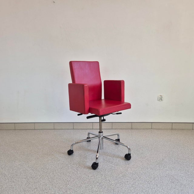 Red Red Leather Office Chair Bulo Pub & Club by Luc Vincent, 2000s For Sale - Image 8 of 14