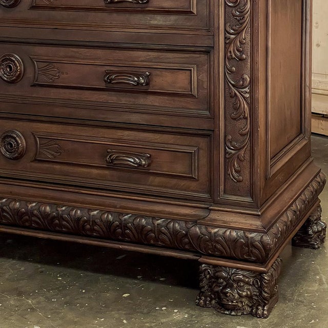 Antique Italian Renaissance Revival Walnut Nero Portoro Marble Top Commode For Sale - Image 10 of 18