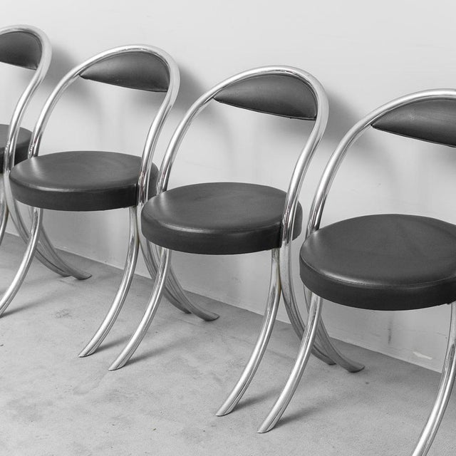 Chairs in Eco-Leather in the Style of Giotto Stoppino, 1970s, Set of 6 For Sale - Image 10 of 12
