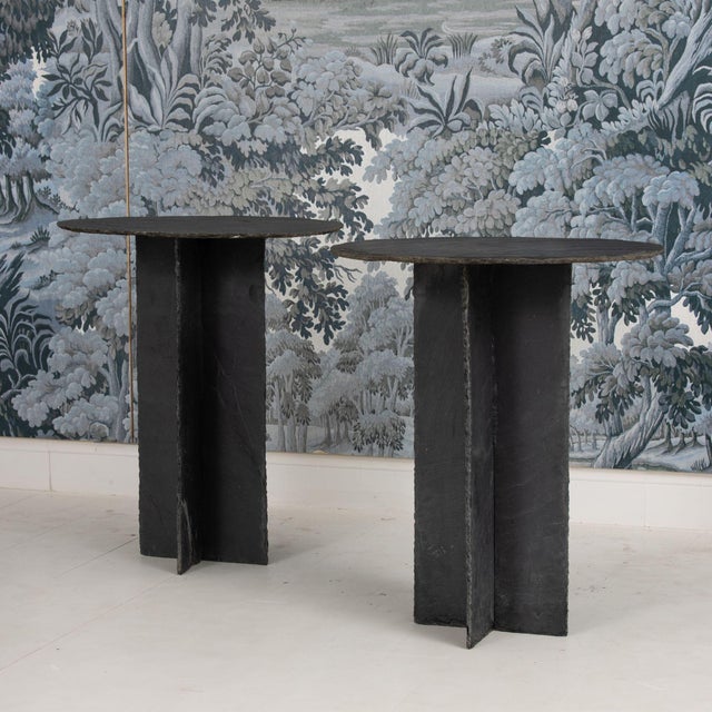 19th C. French Round Slate Side Table For Sale - Image 11 of 11