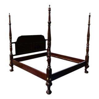 King Size Mahogany Chippendale Rice Bed by Georgian Furnishing Co. Of New Orleans - Vintage Late 20th Century For Sale