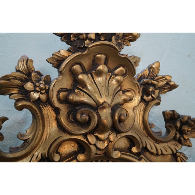 Wood 1950s Gilt Wood Rococo Hanging Wall Mirror For Sale - Image 7 of 10